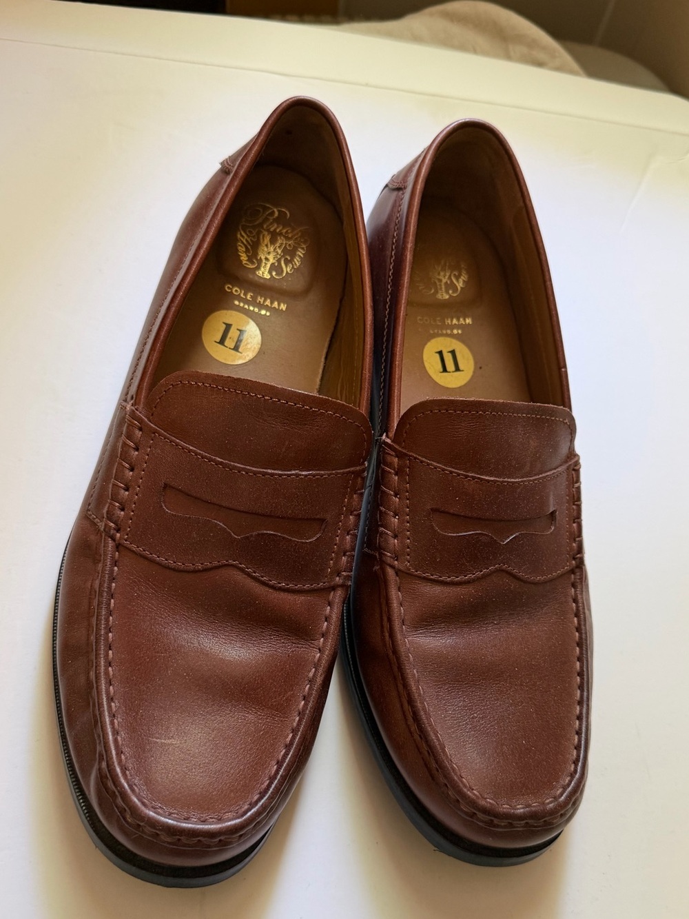Cole Haan Men's Chestnut Brown Leather Penny Loafers Size 11